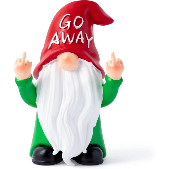 Naughty Gnome Resin Ornament Middle Finger Statue Decoration For Table Topper - Picture 1 of 6